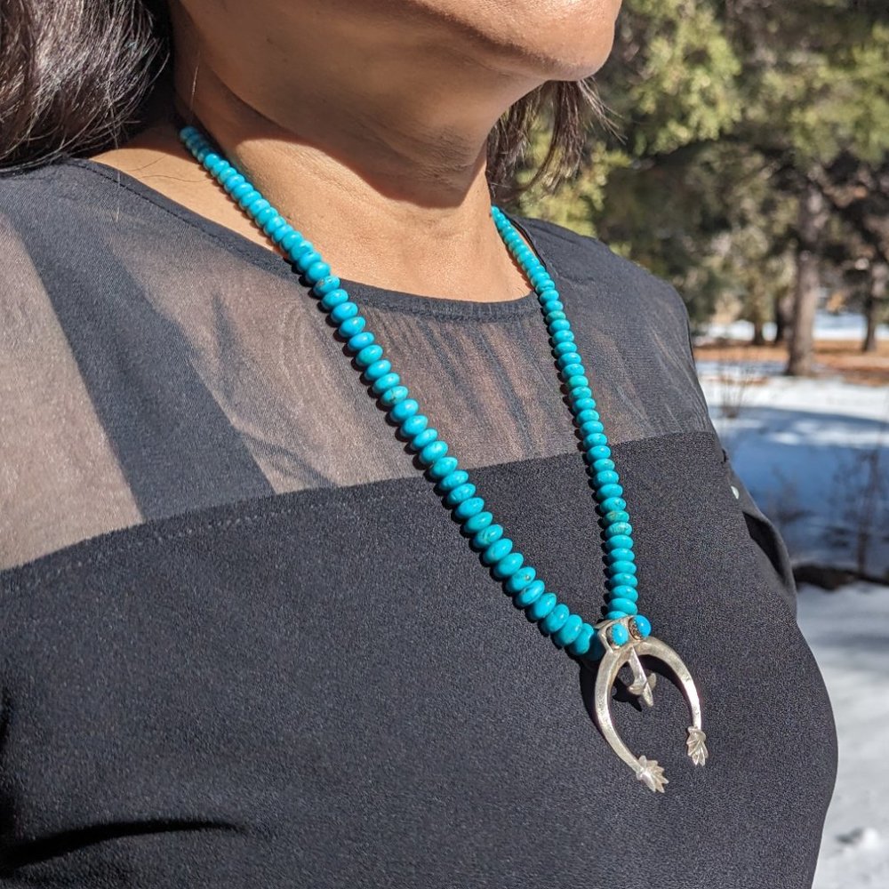 Vintage Navajo Necklace Naja‎ Genuine Native American Sterling Silver Jewelry ** - Picture 9 of 11